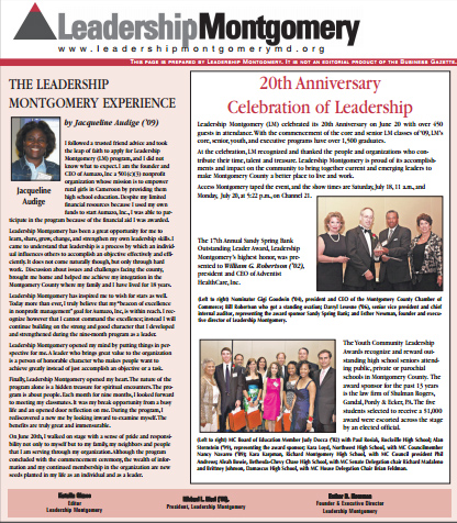 2009 Leadership Montgomery Article on Jacqueline Audige